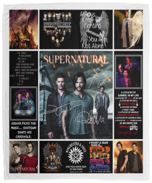 Supernatural TV Series Fleece Blanket, Premium Sherpa Blanket, Supernatural Blanket, Winchester Blanket, Sam And Dean Blanket	VPM Cozy Plush Fleece Blanket - 50x60