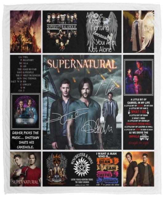 Supernatural TV Series Fleece Blanket, Premium Sherpa Blanket, Supernatural Blanket, Winchester Blanket, Sam And Dean Blanket	VPM Cozy Plush Fleece Blanket - 50x60