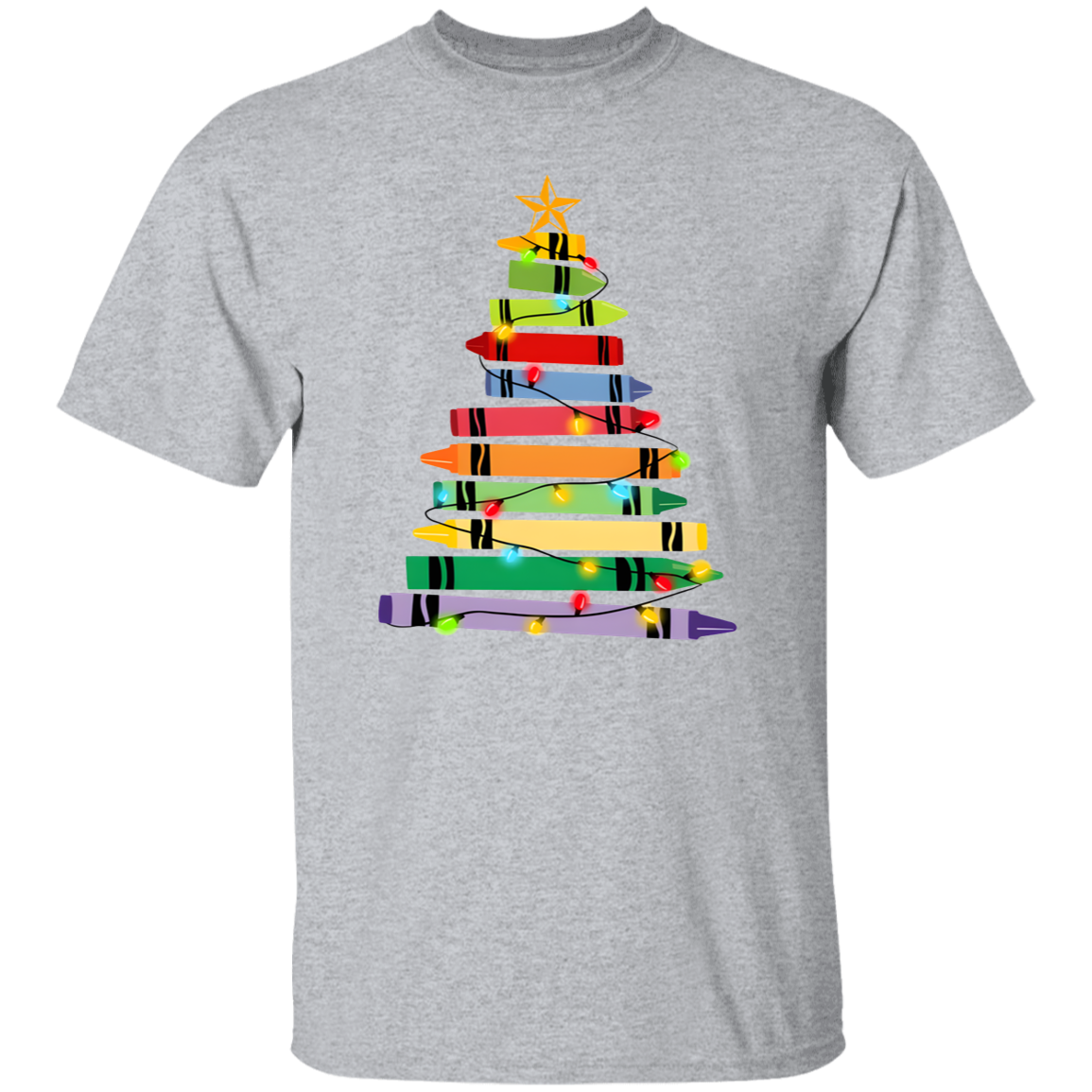 Crayons Tree Colored Lights Teacher  T-Shirt - lapicta