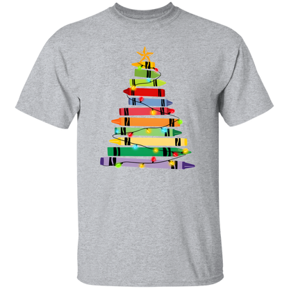 Crayons Tree Colored Lights Teacher  T-Shirt - lapicta