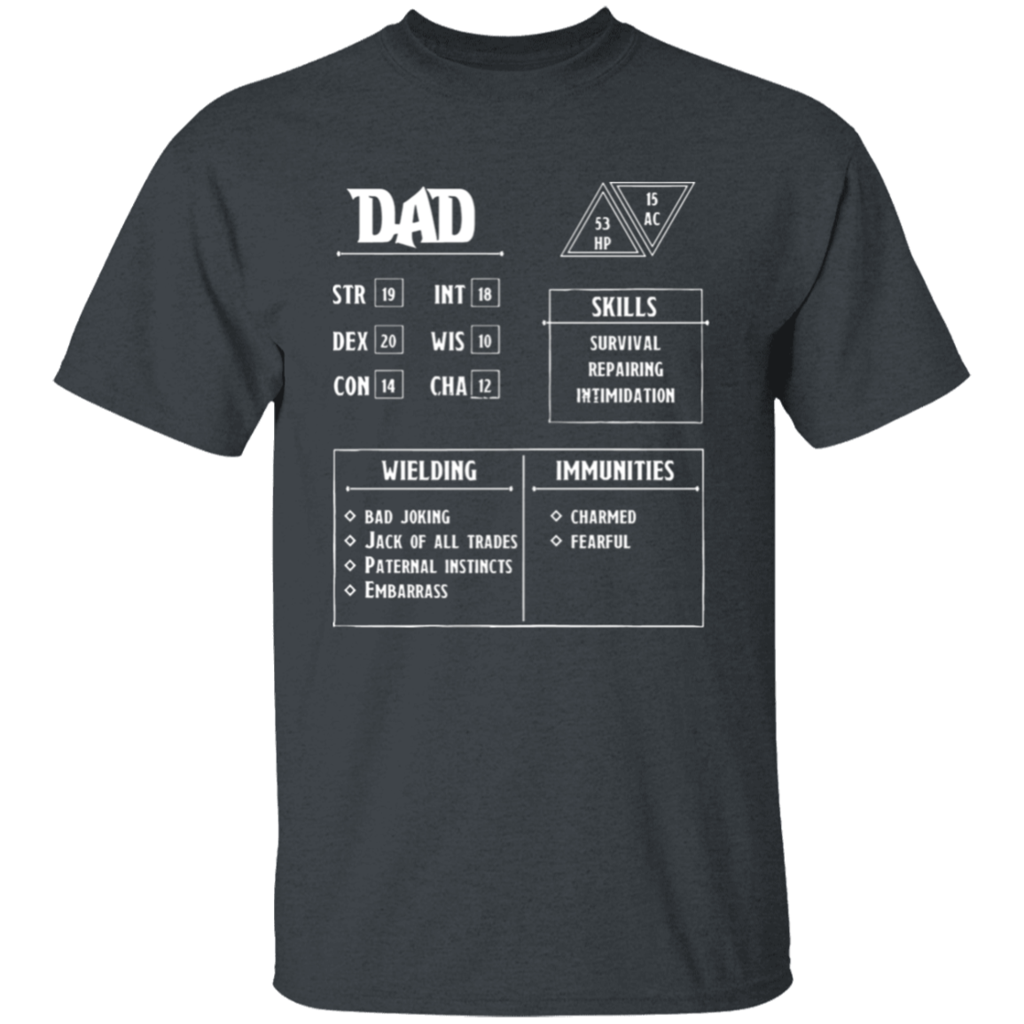 Dad Character Sheet Unisex T-Shirt - pelyn