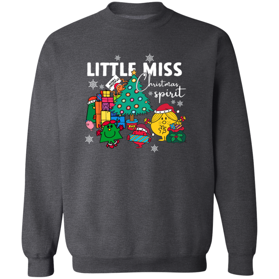 Little Miss Christmas Teacher Vintage G180 Crewneck Pullover Sweatshirt - letter