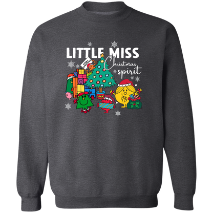 Little Miss Christmas Teacher Vintage G180 Crewneck Pullover Sweatshirt - letter