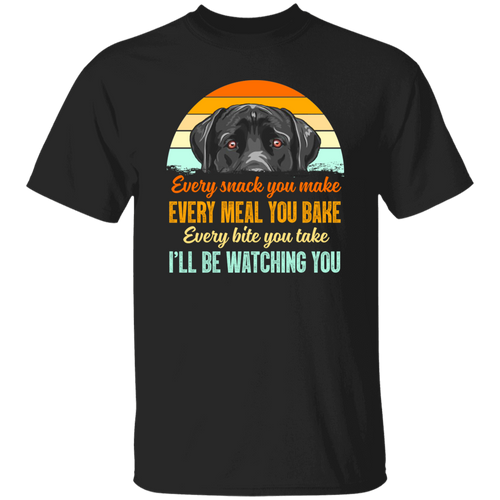 Vintage Every Snack You Make Every Meal You Bake I’ll Be Watching You Funny Black Labrador   T-Shirt