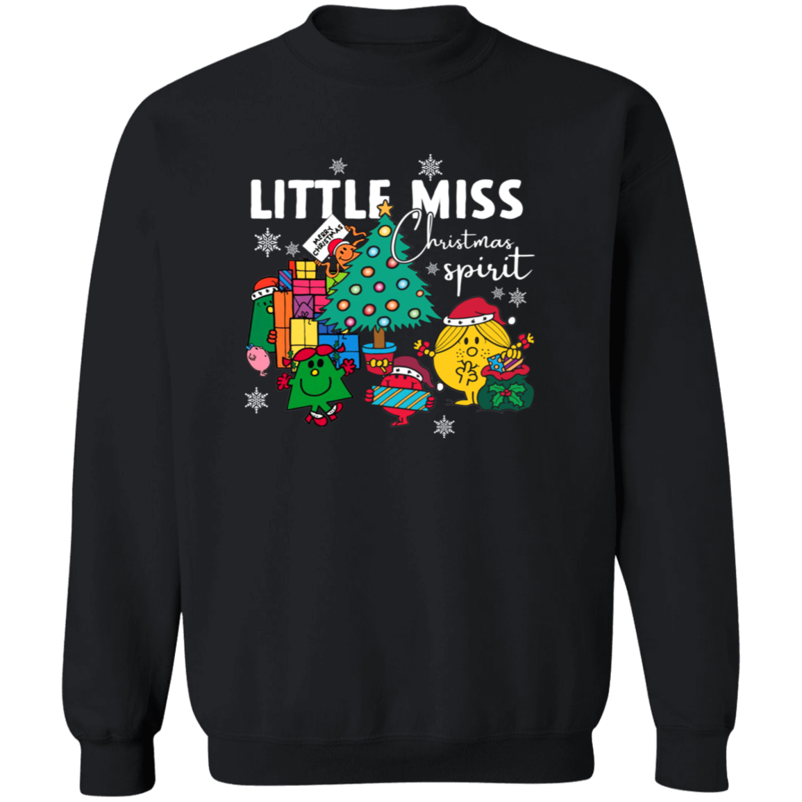 Little Miss Christmas Teacher Vintage G180 Crewneck Pullover Sweatshirt - letter