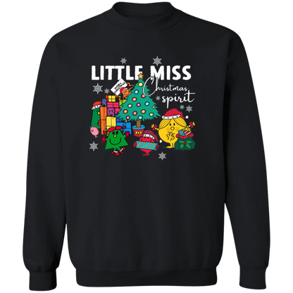 Little Miss Christmas Teacher Vintage G180 Crewneck Pullover Sweatshirt - letter