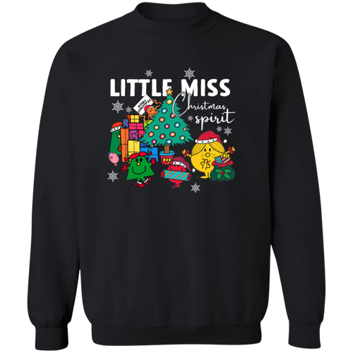 Little Miss Christmas Teacher Vintage G180 Crewneck Pullover Sweatshirt - letter