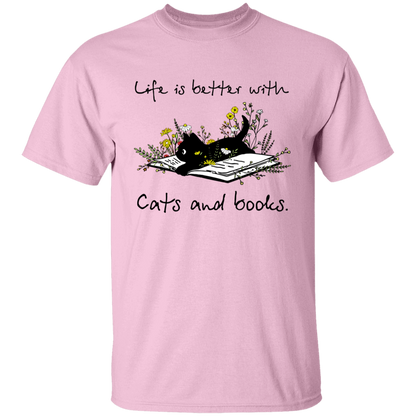 Life Is Better With Cats And Books Vintage T-Shirt - YOUTH
