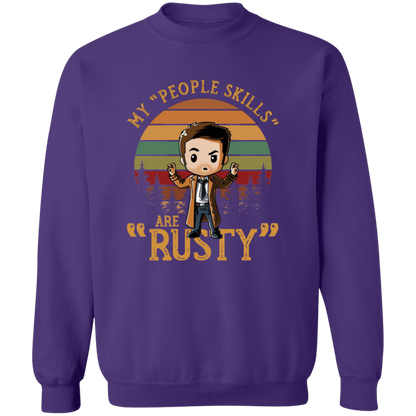 Chibi Castiel Supernatural My People Skills Are Rusty  Gildan Crewneck Pullover Sweatshirt