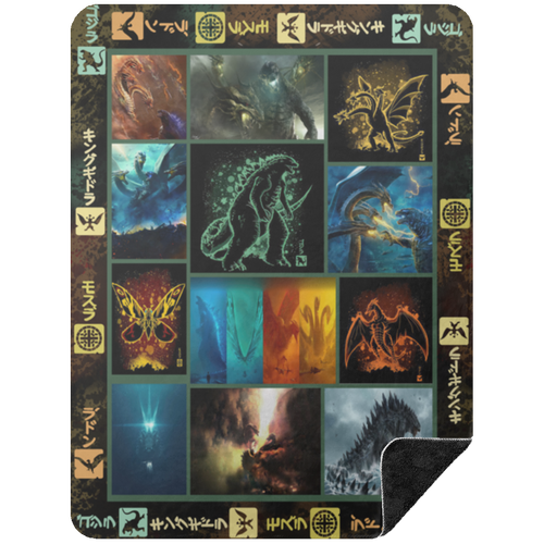 Godzilla King Of The Monsters Fleece Blanket, Premium Sherpa Blanket, Godzilla Blanket, Godzilla Lover Gift, Monster Blanket	BSHL Premium Black Sherpa Blanket 60x80