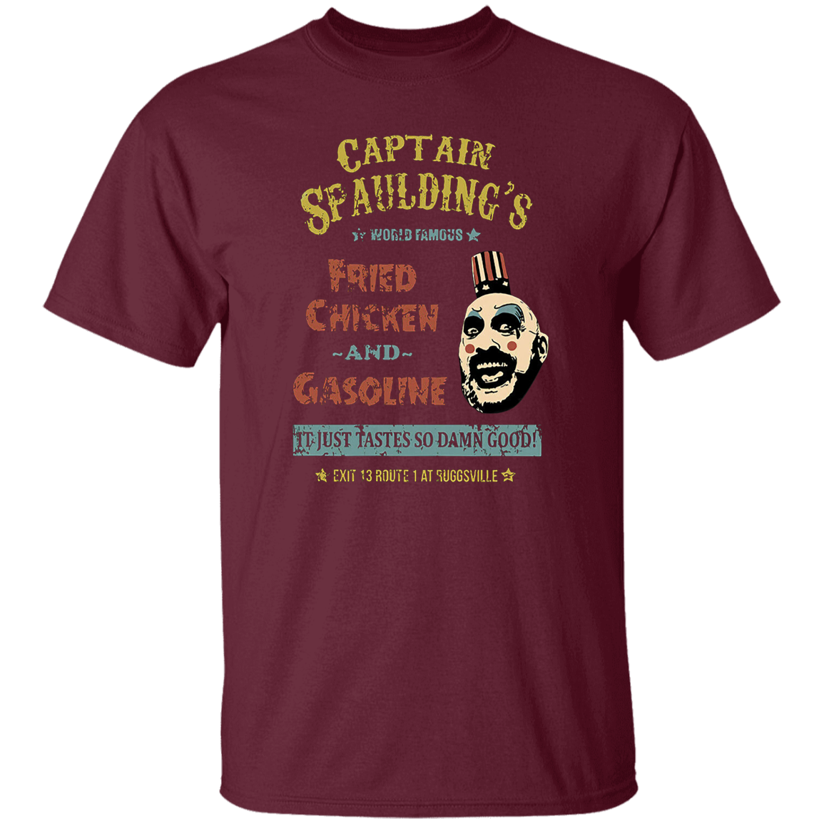 Captain Spaulding's World Famous Fried Chicken and Gasoline Retro T-Shirt - leleart