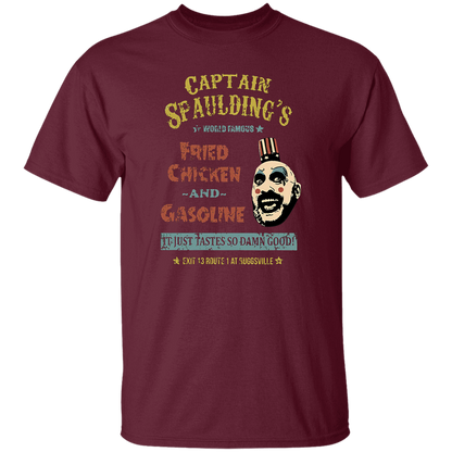 Captain Spaulding's World Famous Fried Chicken and Gasoline Retro T-Shirt - leleart