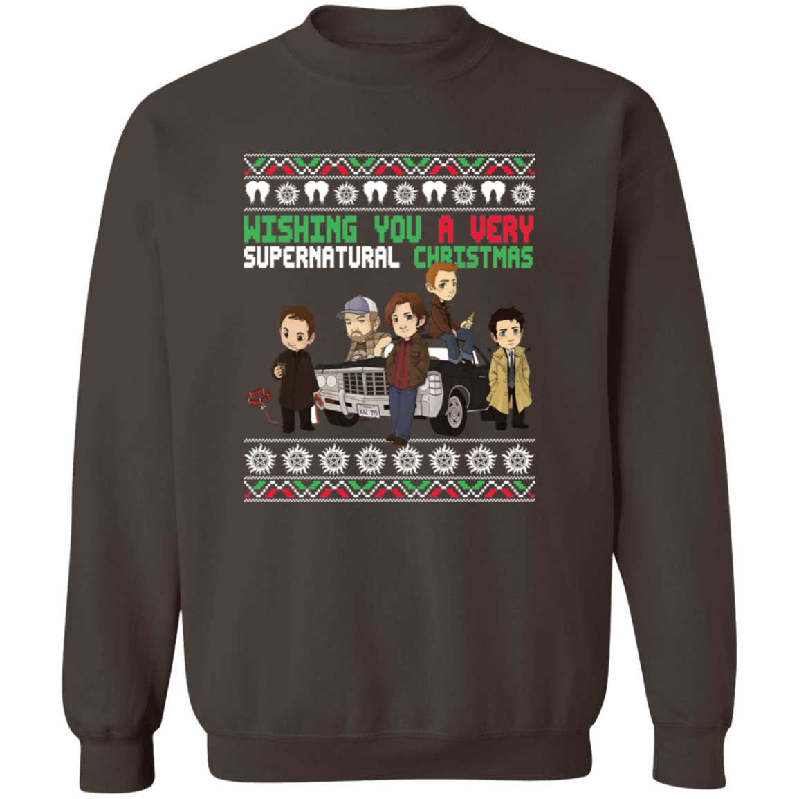 Wishing You A Very Supernatural Christmas  Crewneck Pullover Sweatshirt