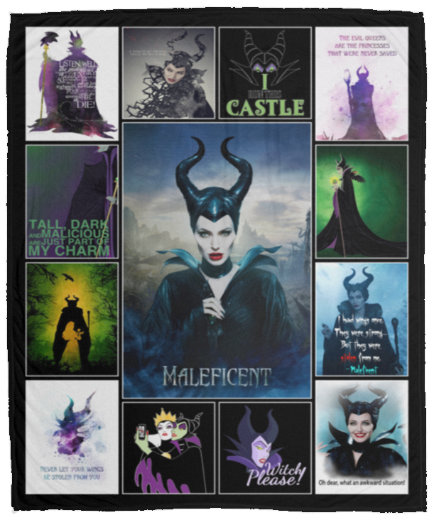 Maleficent Fleece Blanket, Premium Sherpa Blanket, Maleficent Villain Quilt, Maleficent Movie Quilt, Mistress of All Evil Quilt	VPM Cozy Plush Fleece Blanket - 50x60