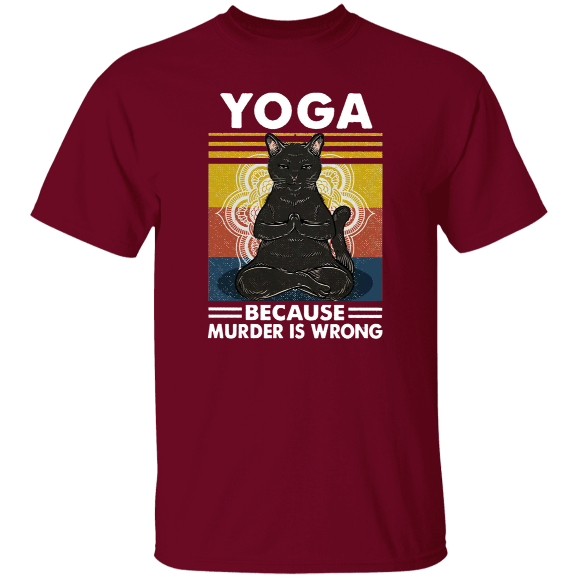 Black Cat Hippies Yoga Because Murder Is Wrong Vintage Men_s T-shirt Cotton Tee