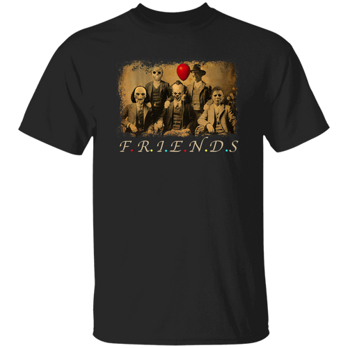Fr-iends Horror Five Characters Squad Funny Halloween Movie Vintage T-Shirt