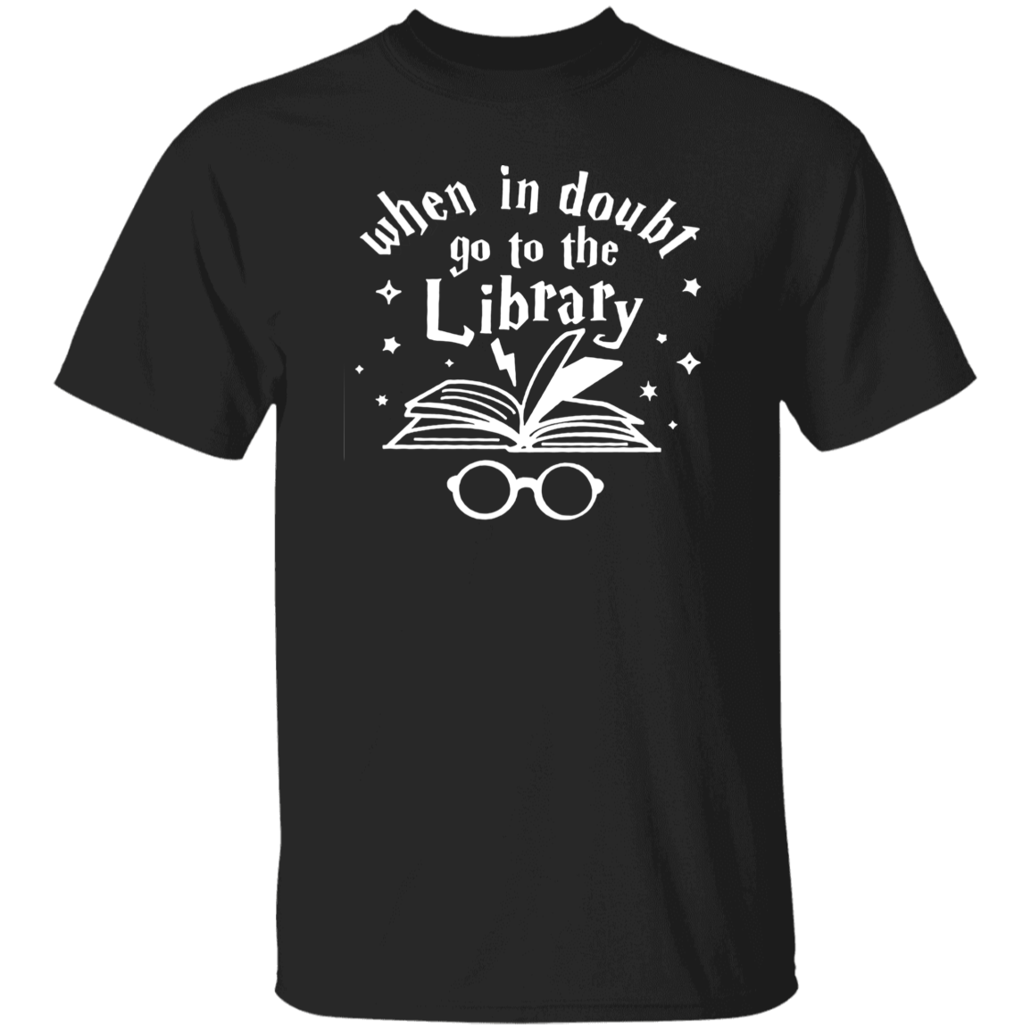 When In Doubt Go To The Library Teacher Unisex T-Shirt, Library Shirt, Back To School Gift, Teacher Shirt, Reading Lover Gift	G500 5.3 oz. T-Shirt