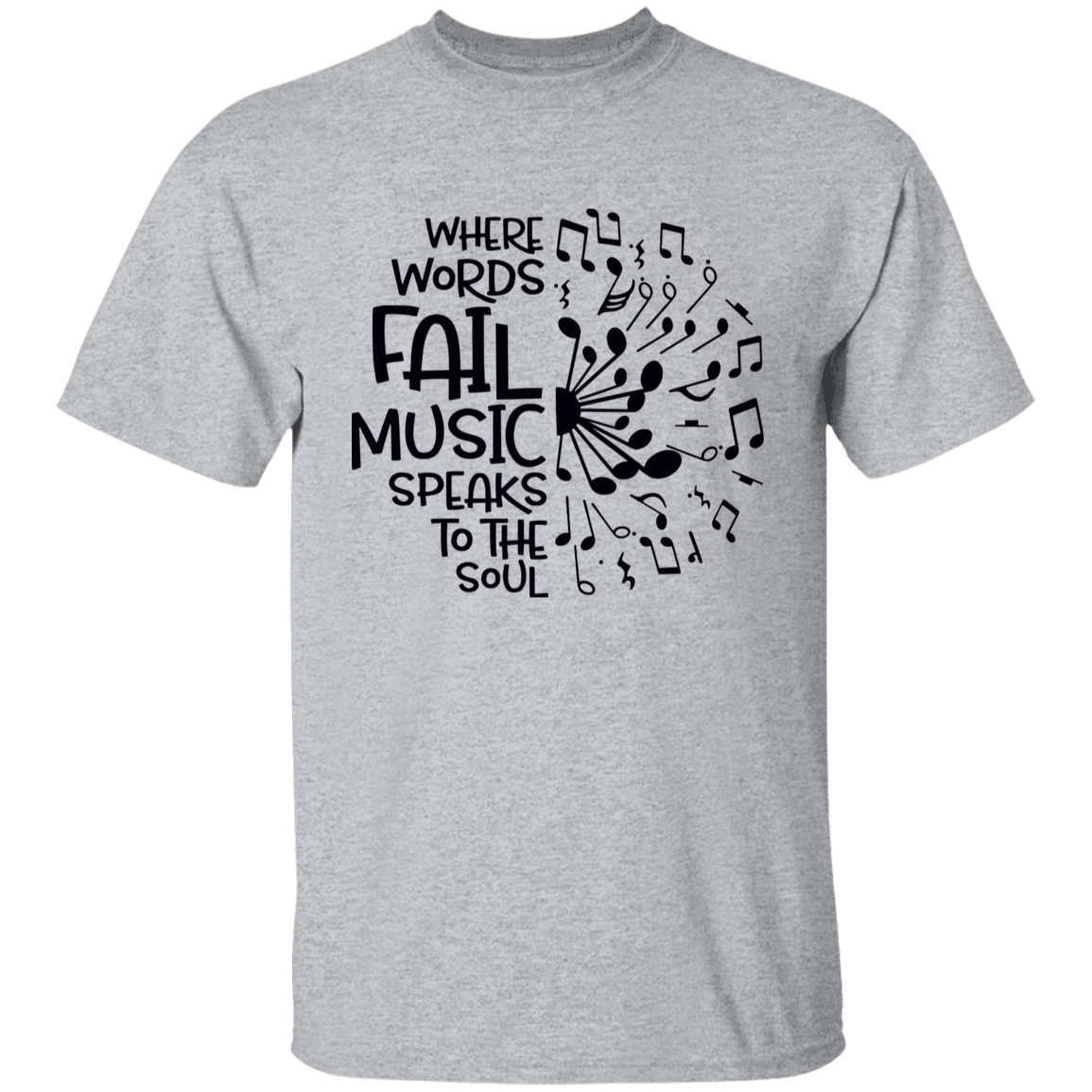 Where Words Fail Music Speaks To The Soul Teacher Vintage G500B Youth 5.3 oz 100% Cotton T-Shirt - letter