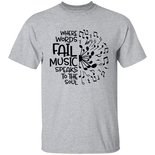 Where Words Fail Music Speaks To The Soul Teacher Vintage G500B Youth 5.3 oz 100% Cotton T-Shirt - letter