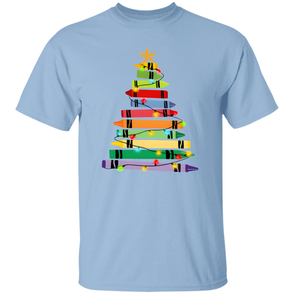 Crayons Tree Colored Lights Teacher  T-Shirt - lapicta