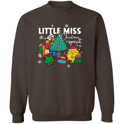 Little Miss Christmas Teacher Vintage G180 Crewneck Pullover Sweatshirt - letter