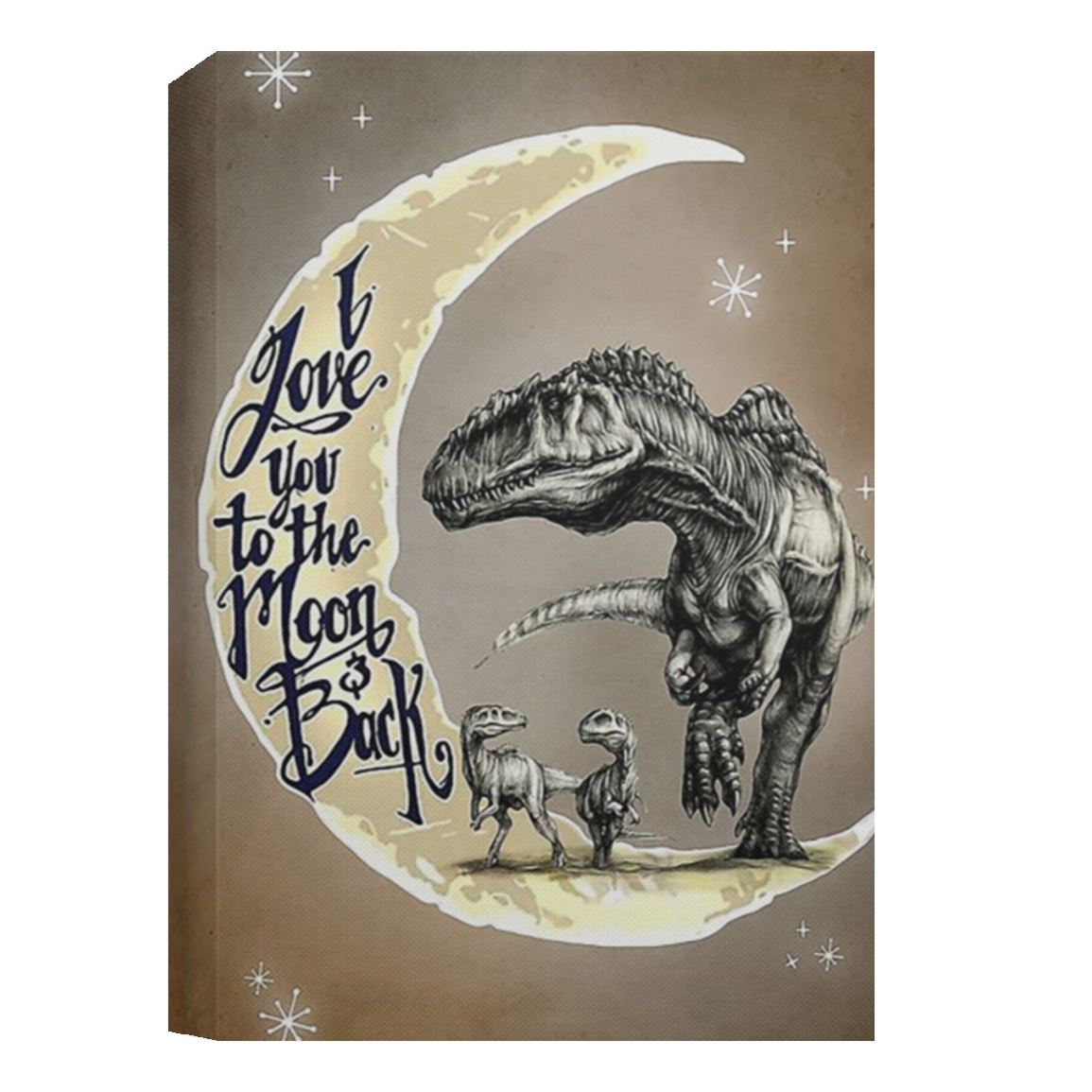 Dinosaur Dad And Son I Love You To The Moon And Back Framed Canvas, Unframed Poster, Father’s Day Gift, Dinosaur Wall Decor	CANPO15 Deluxe Portrait Canvas 1.5in Frame