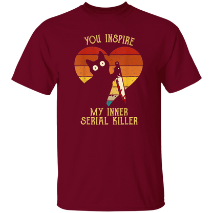 Funny Cat In Heart You Inspire Me Vintage My Inner Serial Killer Black T-Shirt - CDCraft