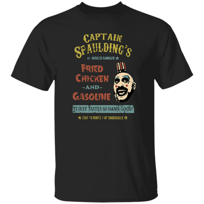 Captain Spaulding's World Famous Fried Chicken and Gasoline Retro T-Shirt - leleart