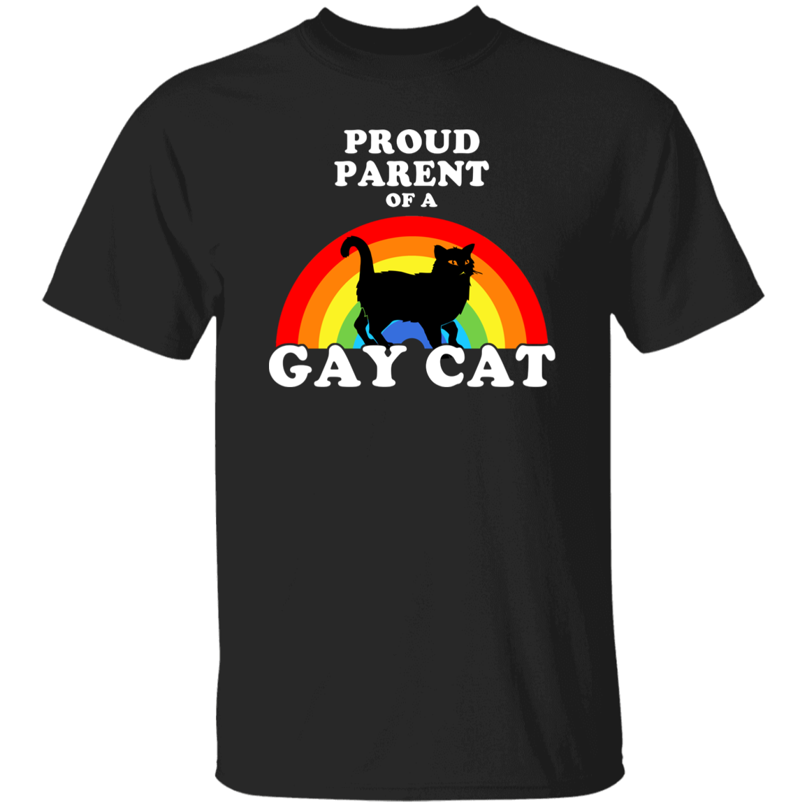 Proud Parent Of A Gay Cat Funny Unisex Vintage T-Shirt, Gay Cat Shirt, Pride Month Shirt, LGBT Cat Shirt, For LGBT Shirt	G500 5.3 oz. T-Shirt