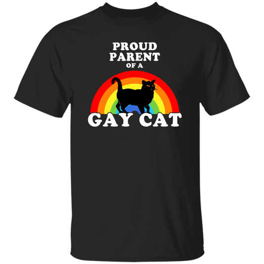 Proud Parent Of A Gay Cat Funny Unisex Vintage T-Shirt, Gay Cat Shirt, Pride Month Shirt, LGBT Cat Shirt, For LGBT Shirt	G500 5.3 oz. T-Shirt