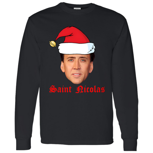 Nicolas Cage Stage Name Actor Filmmaker Coppola Christmas G540 LS T-Shirt 5.3 oz. - jasmine