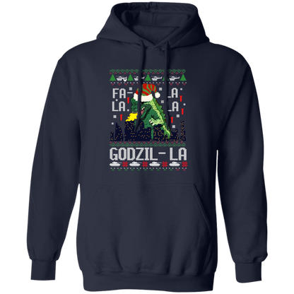Fa La La La Godzilla Christmas Vintage Gildan Pullover Hoodie