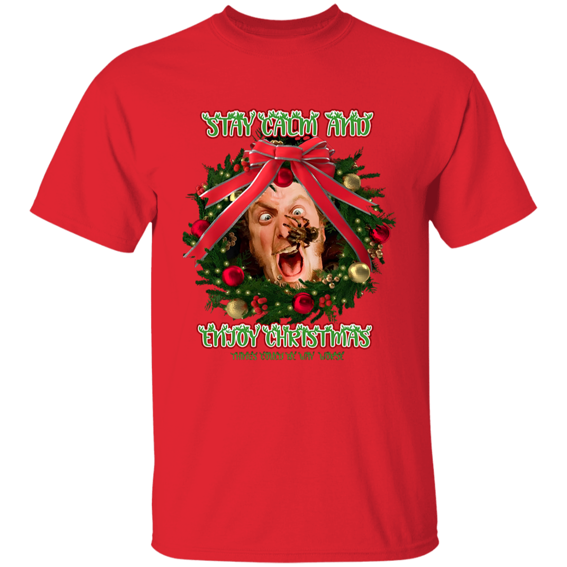 Stay Calm And Enjoy Christmas G500B Youth 5.3 oz 100% Cotton T-Shirt - maria