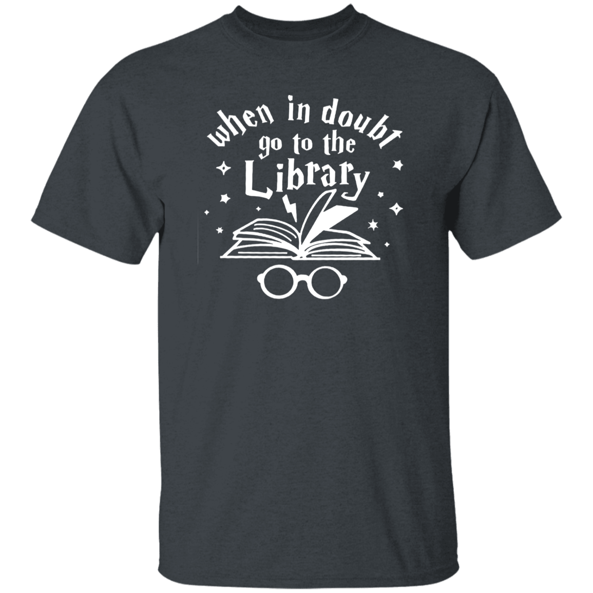When In Doubt Go To The Library Teacher Unisex T-Shirt, Library Shirt, Back To School Gift, Teacher Shirt, Reading Lover Gift	G500 5.3 oz. T-Shirt