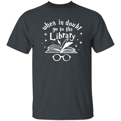 When In Doubt Go To The Library Teacher Unisex T-Shirt, Library Shirt, Back To School Gift, Teacher Shirt, Reading Lover Gift	G500 5.3 oz. T-Shirt