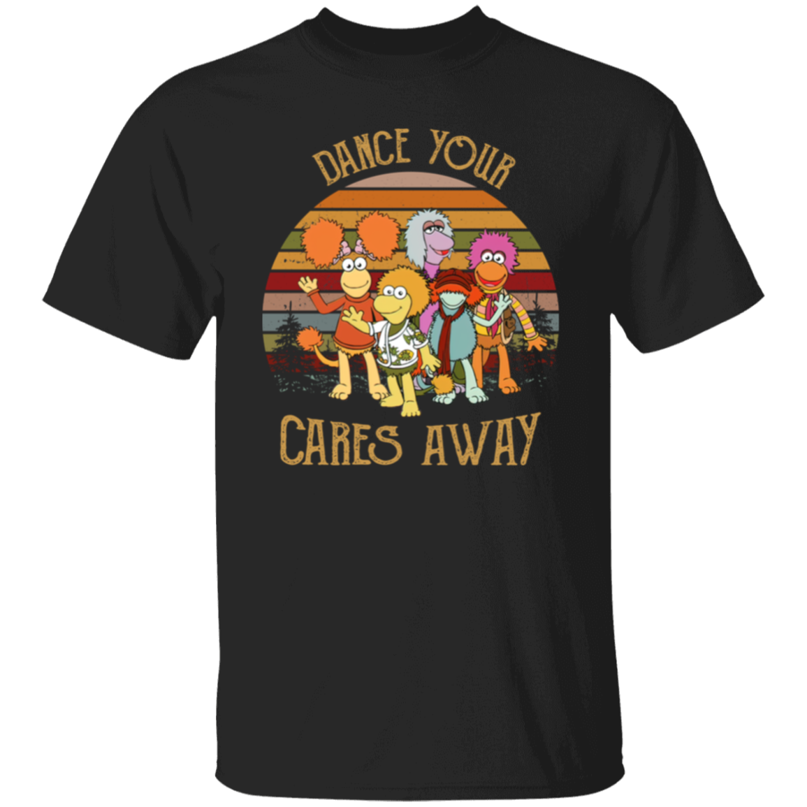 Fraggle Rock Dance Your Cares Away Sunset T-Shirt