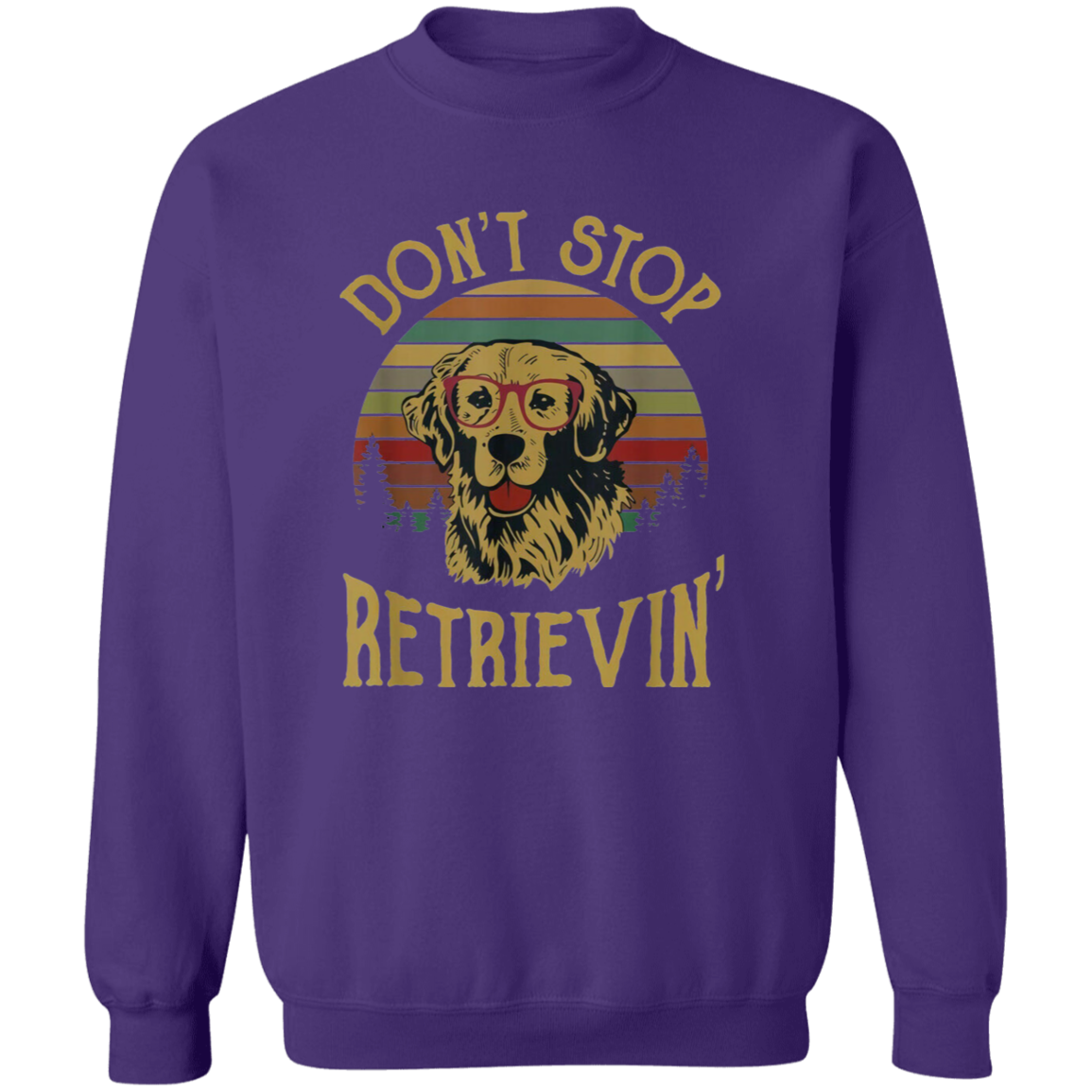Golden Retriever Lover Shirt Don't Stop Retrievin Vintage T-Shirt, Dog Lovers Shirt, Golden Lover Shirt, Gift Tee For You And Your Family	G180 Gildan Crewneck Pullover Sweatshirt