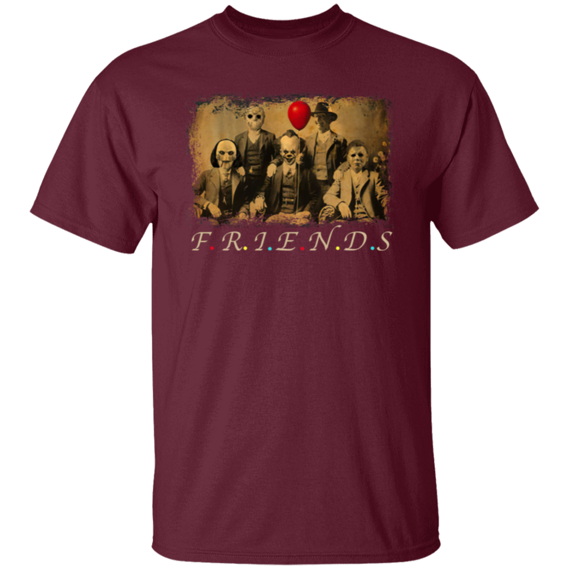 Friends Horror Five Characters Squad – Funny Halloween Movie T-Shirt - leleart