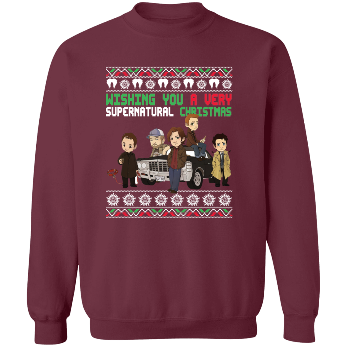Wishing You A Very Supernatural Christmas  Crewneck Pullover Sweatshirt