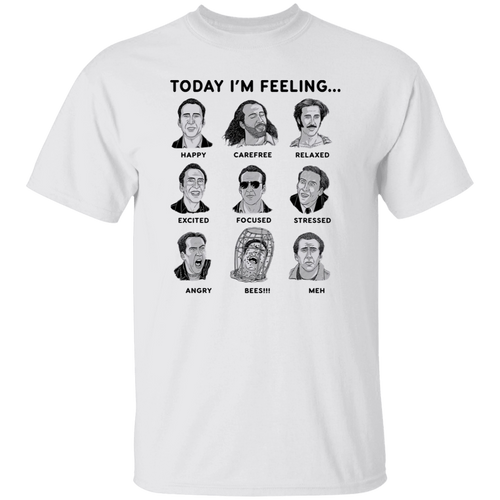 Nicolas Cage Today I'm Feeling Vintage T-Shirt, Nicolas Cage Shirt, Nicolas Cage Lovers Shirt, Actor Shirt, Comedian Shirt, Cage Shirt	G500 5.3 oz. T-Shirt