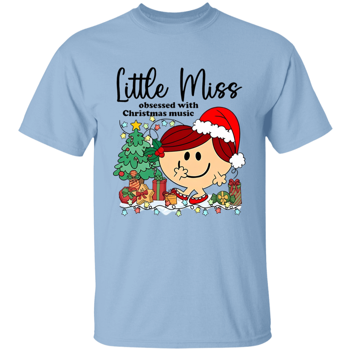 Little Miss Obsessed With Christmas Music Teacher Vintage G500B Youth 5.3 oz 100% Cotton T-Shirt - letter
