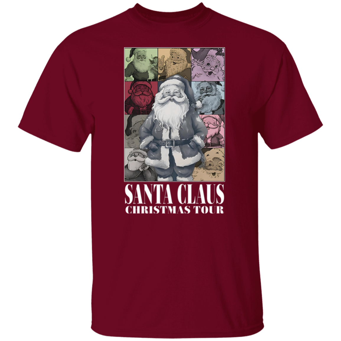 Santa Claus Christmas Tour Teacher Two Sided T-Shirt