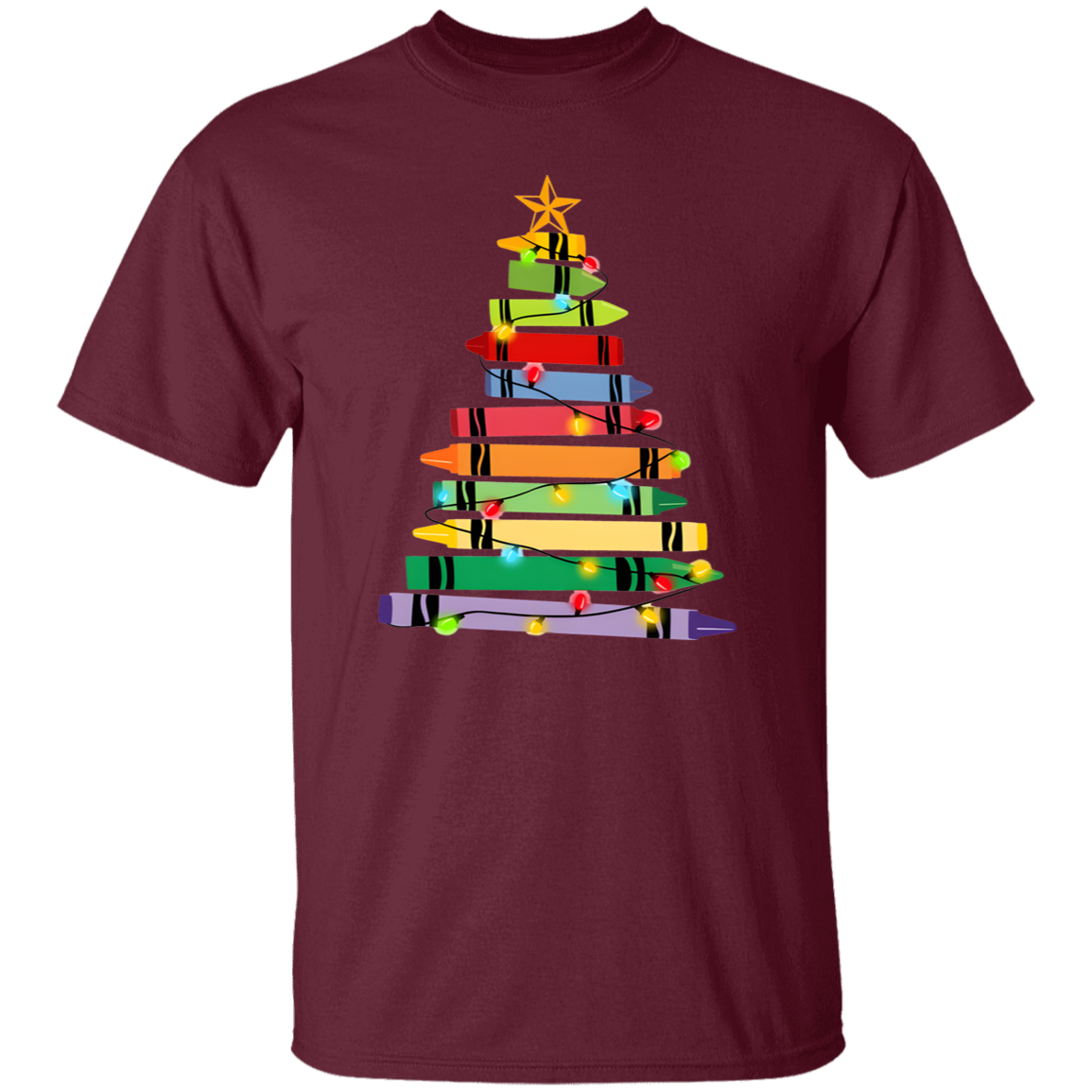 Crayons Tree Colored Lights Teacher  T-Shirt - lapicta