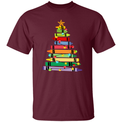 Crayons Tree Colored Lights Teacher  T-Shirt - lapicta