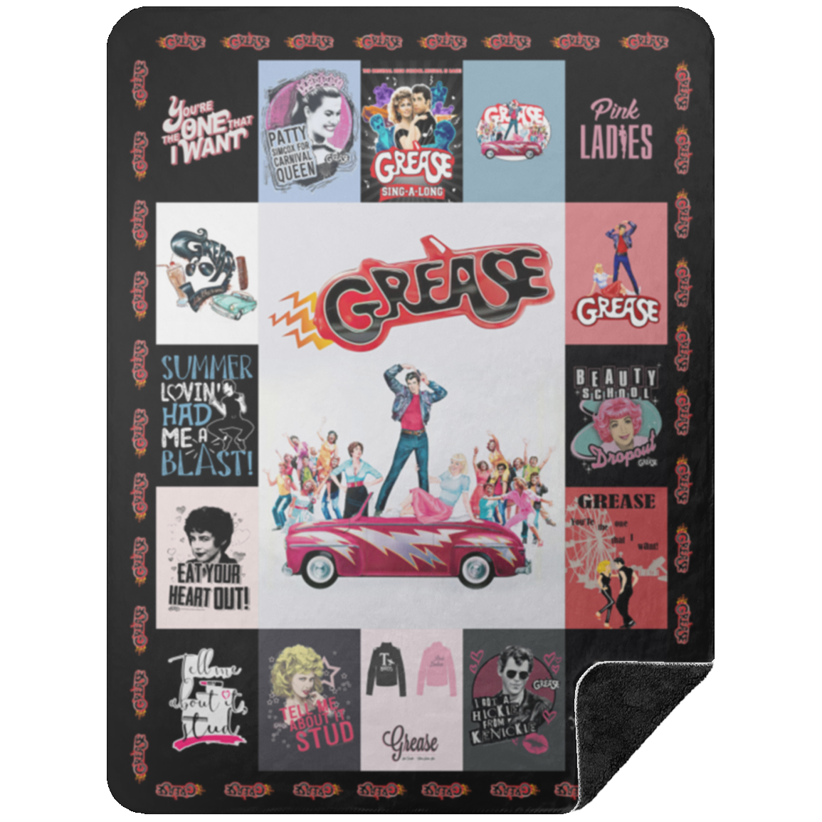 Grease Movie Fleece Blanket, Premium Sherpa Blanket, Grease Quilt, Romantic Movie Quilt, Movie Blanket, Grease Movie Lover GiftBSHL Premium Black Sherpa Blanket 60x80