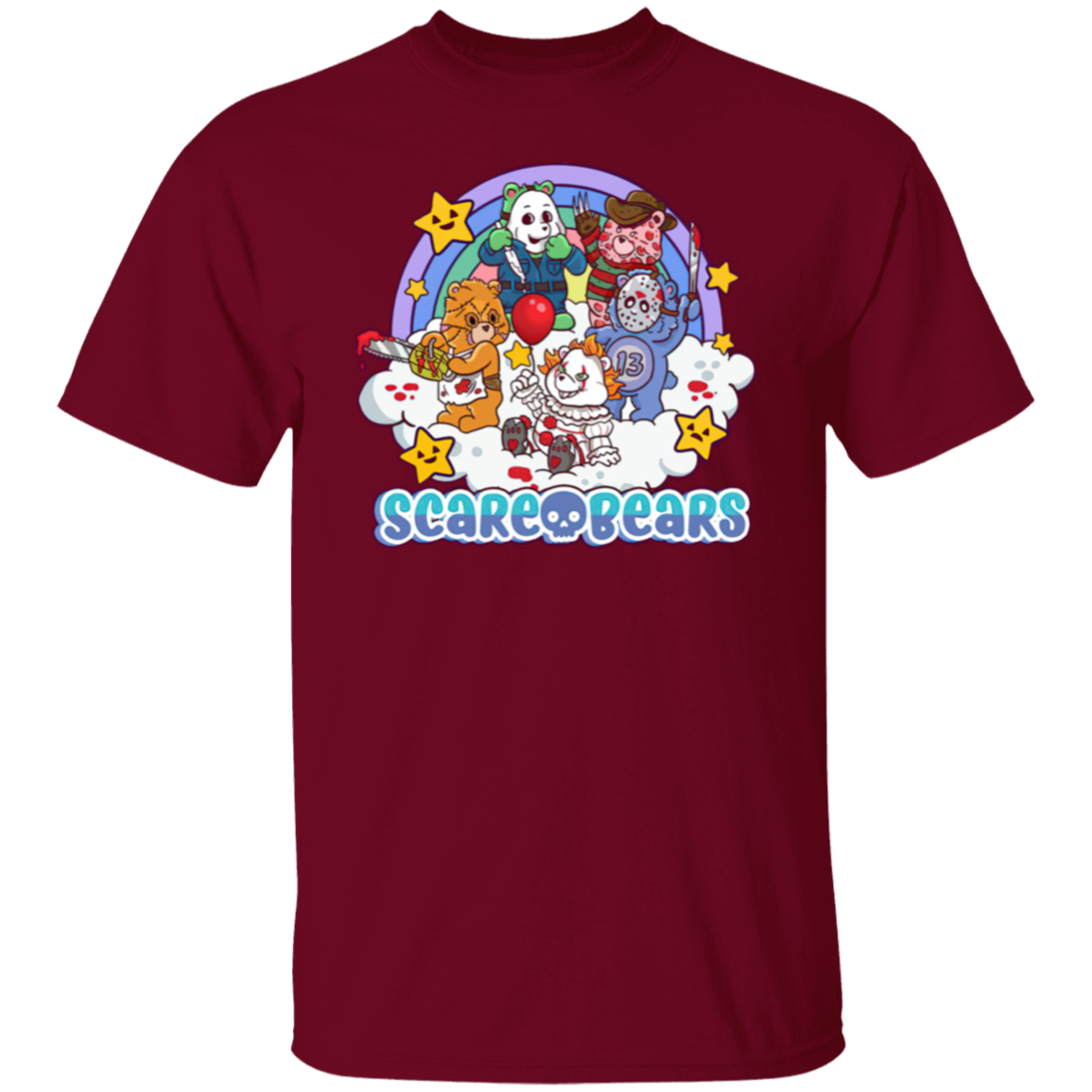 Scary Care Scare Bears Funny Halloween Horror Faces T-Shirt - leleart