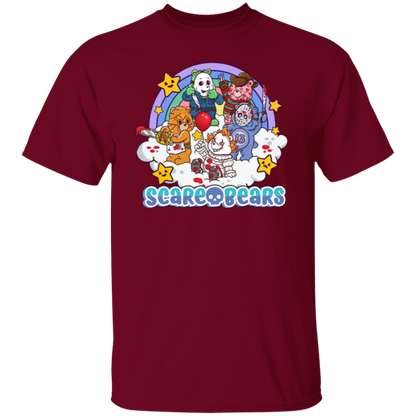 Scary Care Scare Bears Funny Halloween Horror Faces T-Shirt - leleart