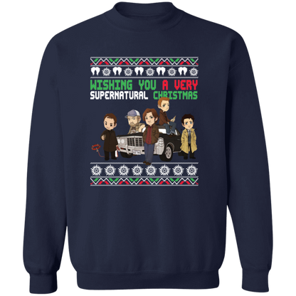Wishing You A Very Supernatural Christmas  Crewneck Pullover Sweatshirt
