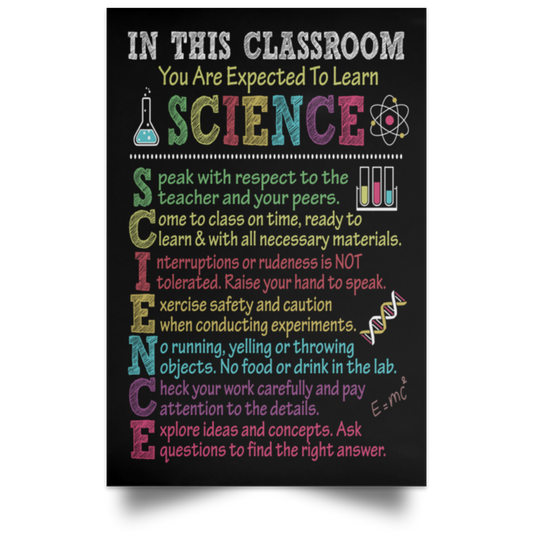 In This Classroom You Are Expected To Learn Science Framed Canvas, Unframed Poster, Science Canvas, Classroom Wall Decor	POSPO Satin Portrait Poster