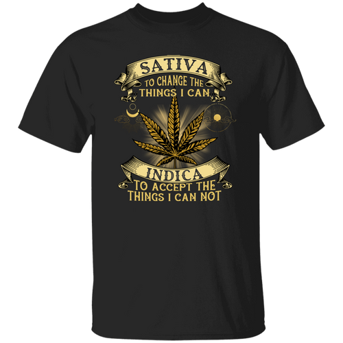 Sativa To Change The Things I Can Indica To Accept The Things I Can Not Funny Weed Vintage T-Shirt, Cannabis Lover Shirt	G500 5.3 oz. T-Shirt
